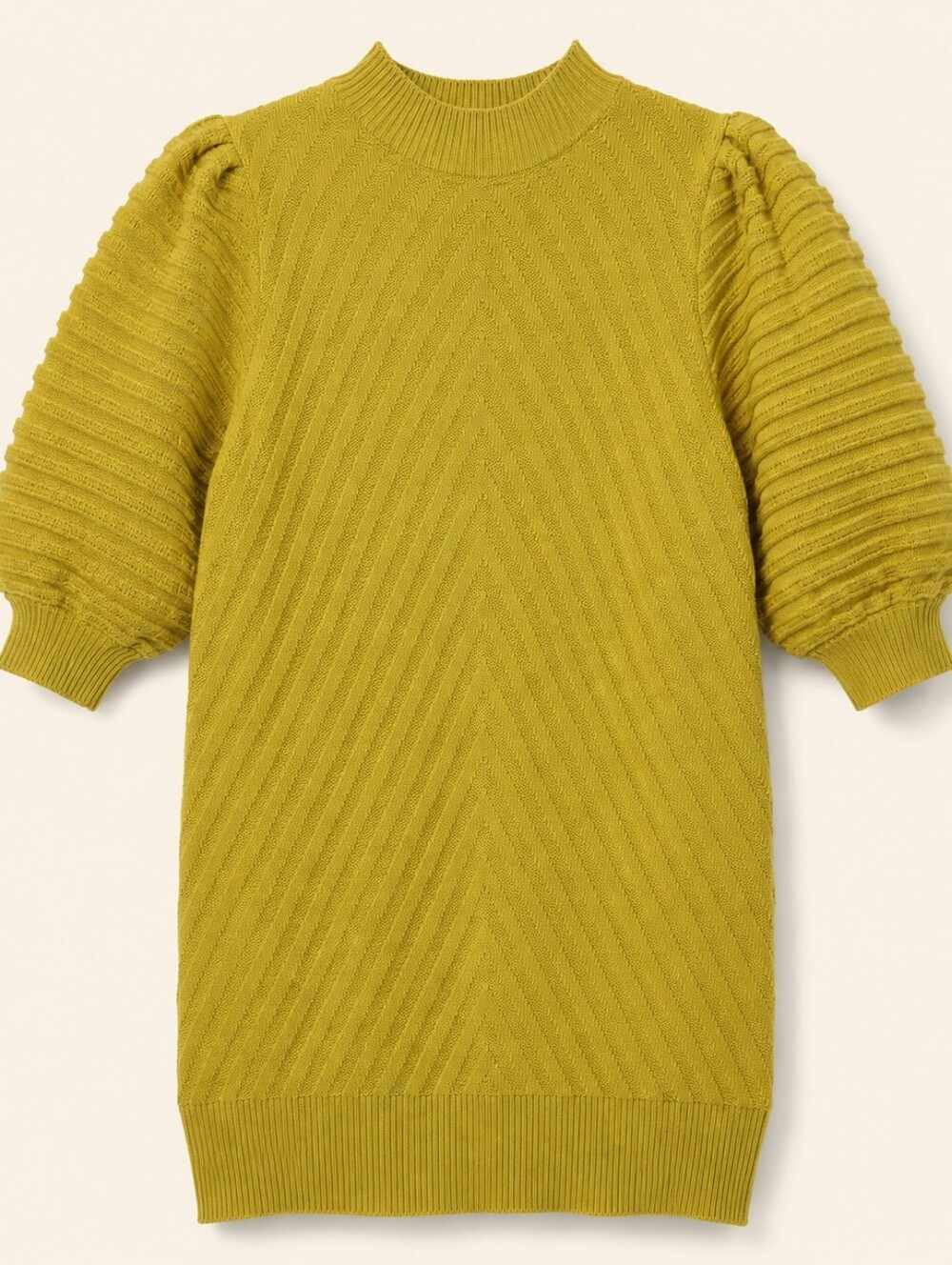 Happy Nature Mustard Puff-Sleeve Sweater Dress Size Large
